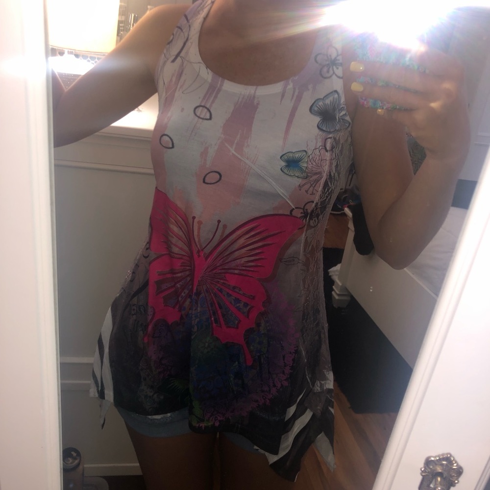 Patterned long tank top